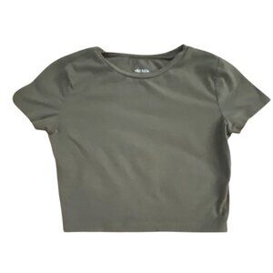 Wild Fable Cropped Crew Neck T-Shirt-Green-Size M-GUC